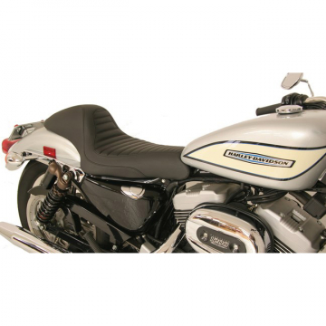 view Mustang 76691 Cafe Solo Seat, Black for Harley-Davidson Sportster '04-'21