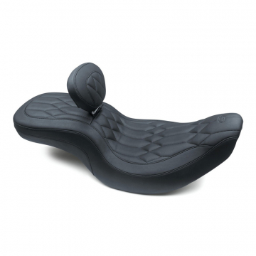 view Mustang 79666 Wide Tripper One-Piece Seat w/ Backrest, Black for Indian Chief/Chieftain