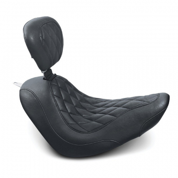 view Mustang 79738 Wide Tripper Solo Seat w/ Backrest for Harley Softail Wide Tire '06-'17