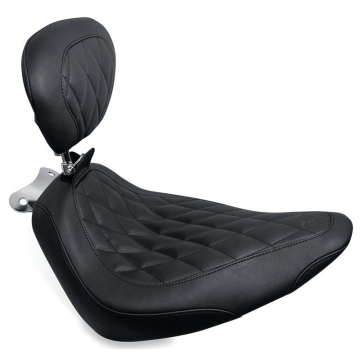 view Mustang 79821 Wide Tripper Solo Seat w/ Backrest for Harley Softail '00-'15