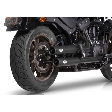 view V-Performance AHAR0270041 Twin Exhaust, Double Ring Dark for Harley Softails '21-