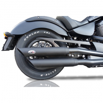 view V-Performance AVIC0020008 Euro 3 Twin Exhausts, Slash Cut Dark for Victory Vegas