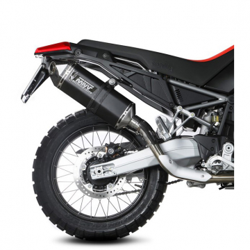 view Mivv A.017.LRB Speed Edge Slip-on Exhaust, SS/Black for Aprilia Tuareg 660 '22-