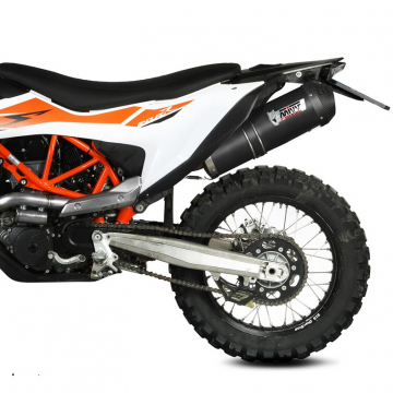 view Mivv KT.023.LVC Oval Slip-on Exhaust, Black Steel for KTM 690 Enduro R '21-