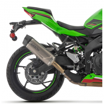 view Arrow 71963PK Indy Race Evo Slip-on Exhaust, Titanium for Kawasaki ZX-4R '24-