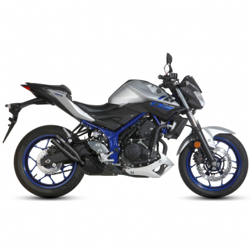 view Mivv Y.055.LDGB Double Gun Slip-on Exhaust, Black for Yamaha MT-03 (2016-)