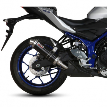 view Mivv Y.055.LXB GP Slip-on Exhaust, Black Steel for Yamaha MT-03 (2016-2024)