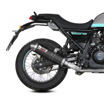 view Mivv RE.001.LZ Oval Slip-on Exhaust, Black Stainless for Royal Enfield Scram 411 '22-