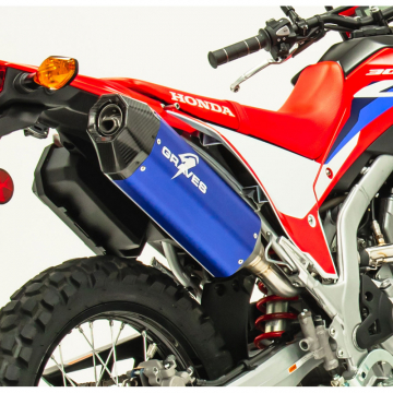 view Graves EXH-21C3L-SOAB Slip-on Exhaust Stainless, Blue for Honda CRF300L/Rally '21-