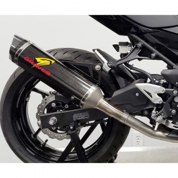 view Graves EXK-18EX4-CBSC Cat-Back Slip-on Exhaust, Carbon for Kawasaki Ninja 400/500 '18-