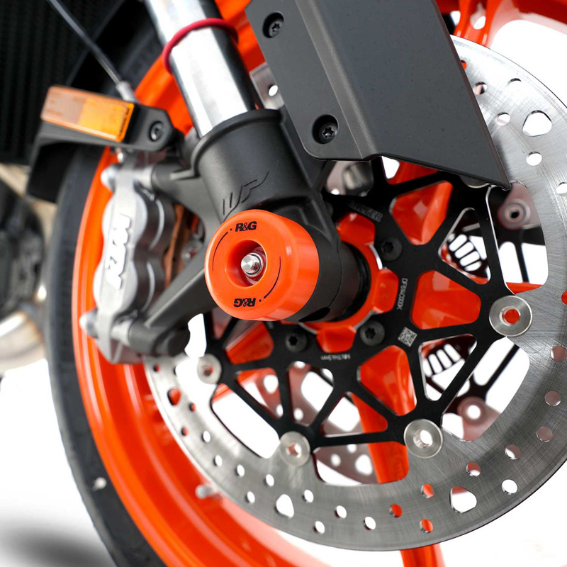 R&G Front Axle Slider Fork Protectors, Orange for KTM 790/890/990
