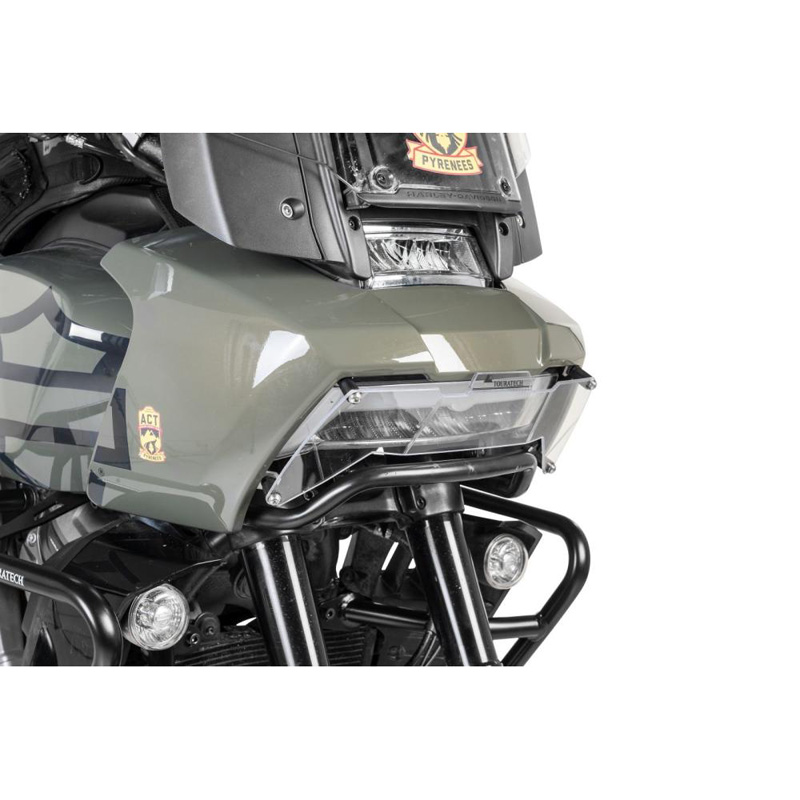 Touratech 4405090 Quick Release Clear Headlight Guard for Harley Pan