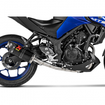 view Akrapovic S-Y3R1-APC Racing Line Full Exhaust, Carbon for Yamaha MT-03/YZF-R3 & YZF-R25