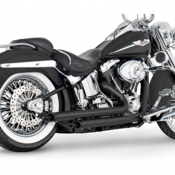 view Freedom HDSTSD-8617BK-SLHBK Independence Staggered Duals Exhaust for Softail '86-'17
