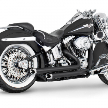 view Freedom HDSTSD-8617BK-SLHCR Independence Staggered Duals Exhaust for Softail '86-'17