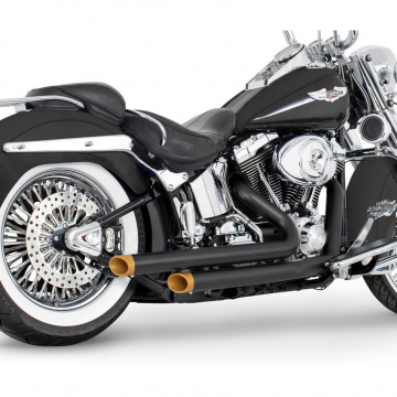 view Freedom HDSTSD-8617BK-SLHGD Independence Staggered Duals Exhaust for Softail '86-'17