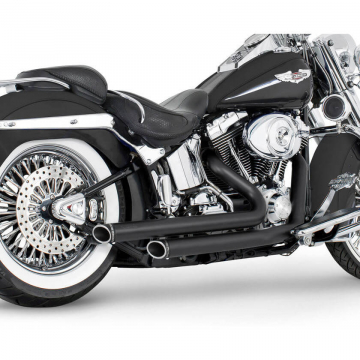 view Freedom HDSTSD-8617BK-SLHSCP Independence Staggered Duals Exhaust for Softail '86-'17