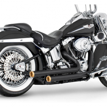 view Freedom HDSTSD-8617BK-STSCPGD Independence Staggered Duals Exhaust for Softail '86-'17