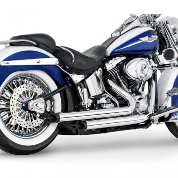 view Freedom HDSTSD-8617CR-SLHBK Independence Staggered Duals Exhaust for Softail '86-'17