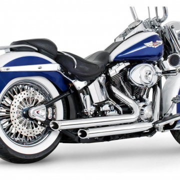 view Freedom HDSTSD-8617CR-SLHCR Independence Staggered Duals Exhaust for Softail '86-'17