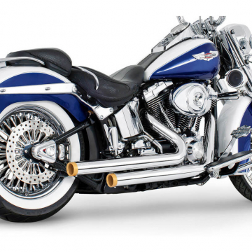 view Freedom HDSTSD-8617CR-STGD Independence Staggered Duals Exhaust for Softail '86-'17