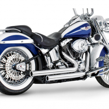 view Freedom Performance HD00891 Independence Staggered Duals Exhaust for Softail '86-'17
