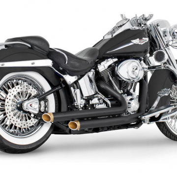 view Freedom HDSTSD-8617BK-SLHSCPGD Independence Staggered Duals Exhaust for Softail '86-'17