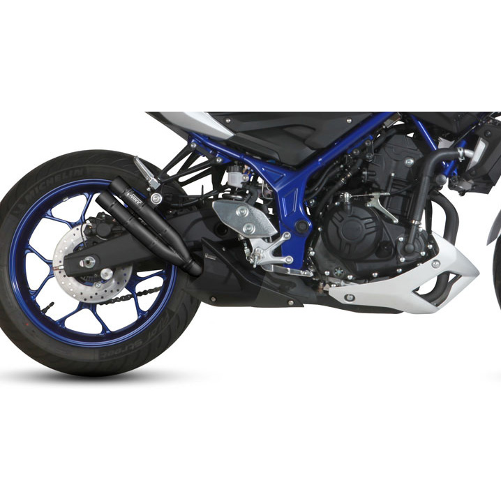 Mivv Y.055.LDGB Double Gun Slip-on Exhaust, Black for Yamaha MT-03