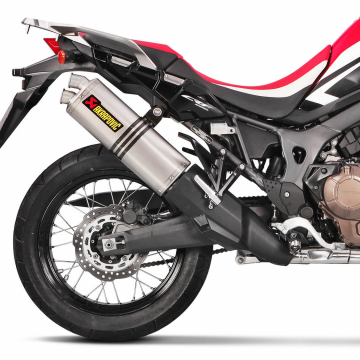 view Akrapovic Slip-on Line Hexagonal Exhaust, Silver for Honda Africa Twin '18-'19