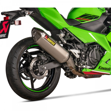 view Akrapovic S-K4SO7-HRT Slip-on Line Exhaust, Titanium for Kawasaki Z400/Ninja 400 '18-'23