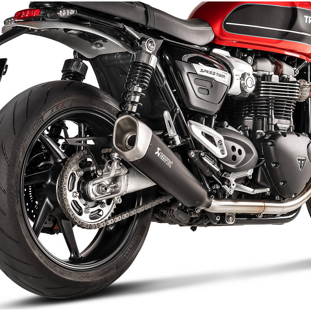 Akrapovic Slip-on Line Tapered Exhausts, Black for Triumph Speed