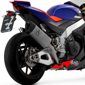 view Arrow 71003PT Pista Slip-on Exhaust, Titanium for Aprilia RSV4 1100 Factory '21-'24