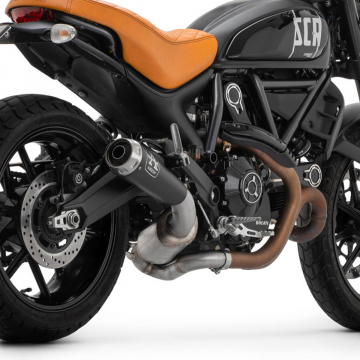 view Arrow 71223PRN Pro-Race Slip-on Exhaust, Nichrome Dark Ducati Scrambler 800 Icon '21-'22