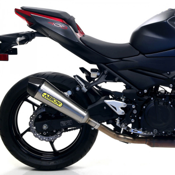 view Arrow 71874XKI X-Kone Slip-on Exhaust, Nichrome for Kawasaki Z400 '19-'20