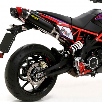 view Arrow 71907AKN Thunder Slip-on Exhaust, Aluminum Dark for Aprilia Dorsoduro 900 '17-'19