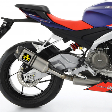 view Arrow 71929PK Indy Race Slip-on Exhaust, Titanium for Aprilia RS/Tuono 660 '21-'24