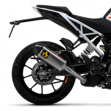 view Arrow 71936PK Indy Race Slip-on Exhaust, Titanium for KTM Duke 125/390 '21-'23