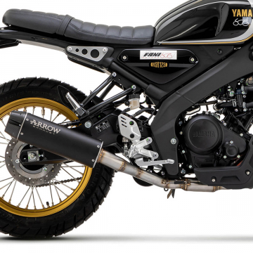 view Arrow 71948RB Rebel Slip-on Exhaust, Nichrome Dark for Yamaha XSR125 '22-