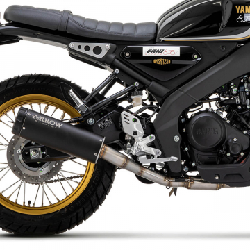 view Arrow 71948RBN Rebel Slip-on Exhaust, Nichrome Dark for Yamaha XSR125 (2022-)