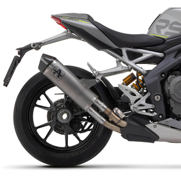 view Arrow 71955PK Race-Tech Slip-on Exhaust, Titanium for Triumph Speed Triple 1200 RS '21-