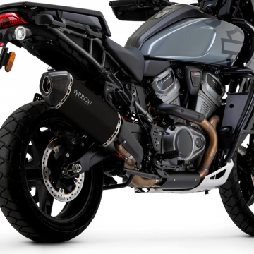 view Arrow 72007SKN Sonora Racing Slip-on Exhaust, Titanium Dark for Harley Pan America '20-'24