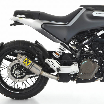 view Arrow GP2 Slip-on Exhaust, Titanium for Husqvarna Svartpilen/Vitpilen 125 '21-'23