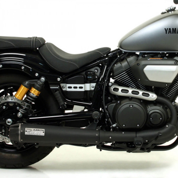 view Arrow 74502RB Rebel Slip-on Exhaust, Carbon End Cap for Yamaha XV950R Bolt '14-'16