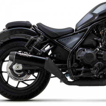 view Arrow 74511RB Rebel Slip-on Exhaust, Nichrome Dark for Honda CMX1100 Rebel '21-'24