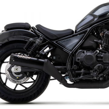 view Arrow 74511RBN Rebel Slip-on Exhaust, Nichrome Dark for Honda CMX1100 Rebel '21-'24