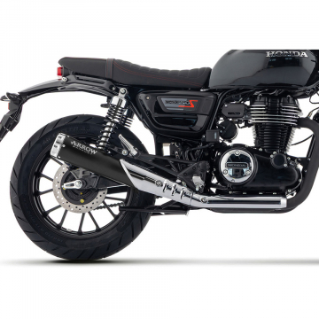 view Arrow 74514RBA Rebel Slip-on Exhaust, Aluminum End Cap for Honda GB350S '25-