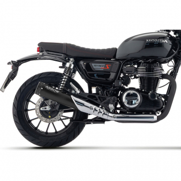 view Arrow 74514RBN Rebel Slip-on Exhaust, Aluminum Dark End Cap for Honda GB350S '25-