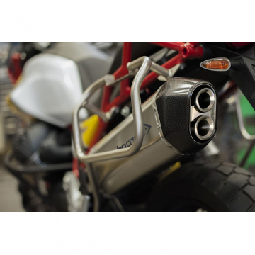 view HP Corse GUSPS1085T-AB SPS Carbon Slip-on Exhaust for Moto Guzzi V85 TT '19-