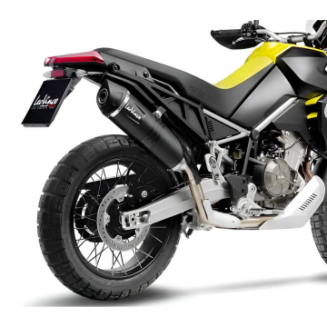 view LeoVince 14402EB LV One Evo Slip-on Exhaust, Black for Aprilia Tuareg 660 '22-'24