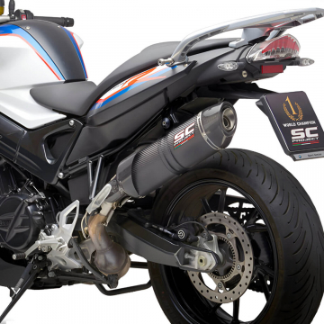 view SC-Project B34-02C Oval Slip-on Exhaust, Carbon for BMW F800R '17-'20
